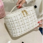 New Korean plaid portable small fragrance makeup bag Large capacity portable toiletry storage bag makeup box travel
