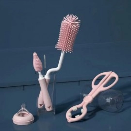 Silicone Bottle Cleaning Brush Baby Pacifier Straw Scrubber Small Brush 360 Degree Glass Cup Washing Kitchen Cleaning Tool Set